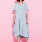 V-neck Short-sleeve A-line Midi Dress