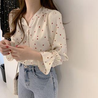 Bell-sleeve Polka Dot Blouse