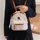 Studded Horse Print Faux Leather Backpack