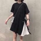 Chiffon Panel Short-sleeve T-shirt Dress