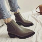 Faux Leather Block Heel Chelsea Ankle Boots