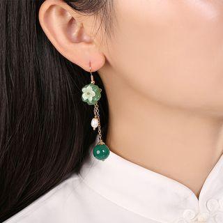 Retro Pearl Bead Flower Dangle Earring