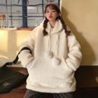 Plain Shearling Hooded Pullover