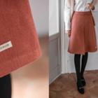 Slit Wool Blend A-line Skirt