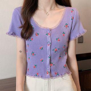 Floral Short-sleeve Cardigan