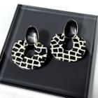 Print Acrylic Hoop Dangle Earring 1 Pair - Dangle Earring - Silver Pin - Black - One Size