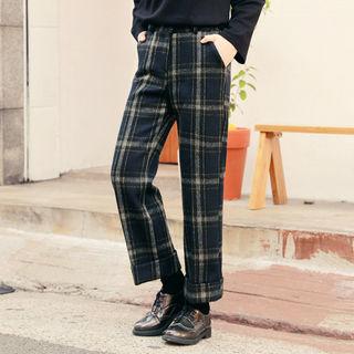 Checked Wool Blend Pants
