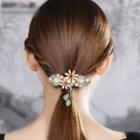 Flower Gemstone Hair Clip Pink & Blue & Gold - One Size