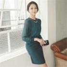 Detachable-necklace Chiffon-sleeve Dress