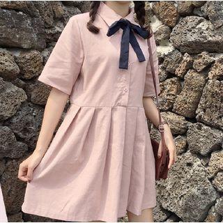 Short-sleeve A-line Mini Shirtdress