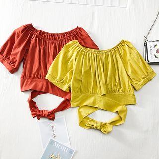 Ribbon-back Crop Blouse