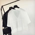 Elbow-sleeve V-neck Light Jacket