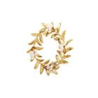 Fashion Elegant Enamel Golden Wreath Leaf Imitation Pearl Brooch Golden - One Size