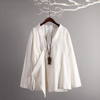 Plain Wrap Front Long Sleeve Top