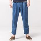 Frog Button-hem Straight-fit Pants