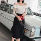 Set: 3/4-sleeve Blouse + Fitted Midi Skirt