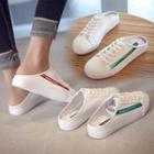 Faux Leather Striped Slide Sneakers