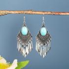 Geometric Fringed Drop Earring 1 Pair - Hqef-1358 - Silver - One Size