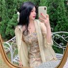 See-through Shirt / Floral Sleeveless Dress