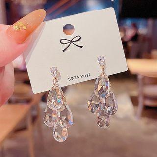 Faux Crystal Fringed Earring A410 - 1 Pair - Gold - One Size