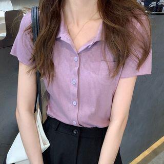 Short-sleeve Ribbed Knit Shirt