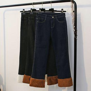 Fleece-panel Slim-fit Jeans