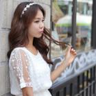 Short-sleeve Lace-overlay Empire Top