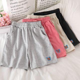 Butterfly Embroidered Wide-leg Sweatshorts