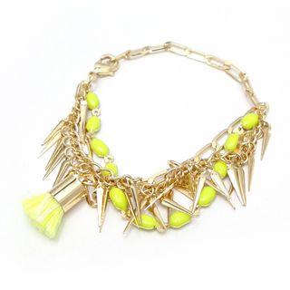 Yellow Layering Tassel Decorated Bracelet Gold - One Size