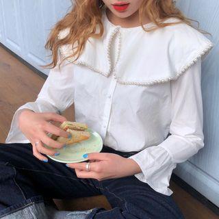 Faux Pearl Blouse White - One Size