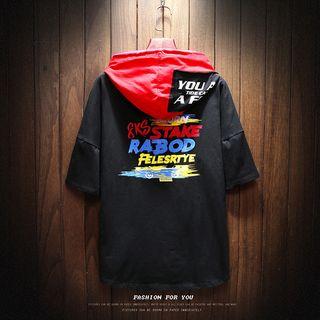 Drop-shoulder Short-sleeve Hoodie