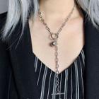 Stainless Steel Geometric Y Necklace Silver - One Size