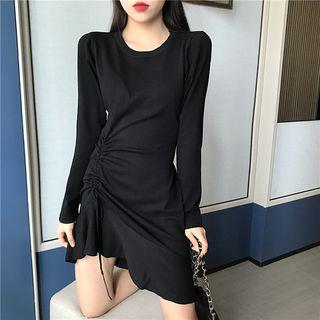 Long-sleeve Drawstring Mini Knit Dress
