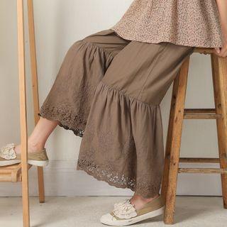 Embroidered Wide Leg Flared Pants
