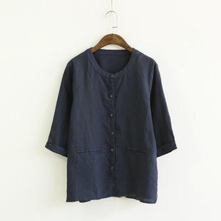 Collarless Long-sleeve Shirt