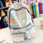 Holographic Two Pockets Backpack Silver - One Size