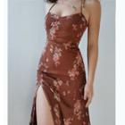 Flower Print Slim-fit Sleeveless Dress