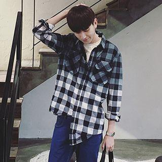Gradient Gingham Long-sleeve Shirt