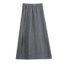 High-waist Plain Slit Knit Midi Skirt