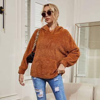 Fluffy Loose-fit Plain Hoodie