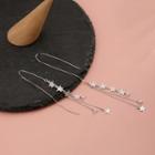 925 Sterling Silver Star Fringed Threader Earring Stars - Silver - One Size