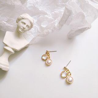 Faux Pearl Rhinestone Dangle Earring Bead - Silver - One Size
