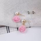 Faux Pearl Rose Dangle Earring 1 Pair - As Shown In Figure - One Size