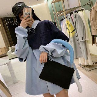 Set: Pocket Detail Shirt + Elbow-sleeve Crop Top