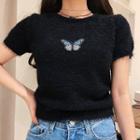 Butterfly Short-sleeve Slim-fit Top