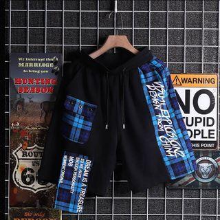 Couple Matching Plaid Panel Wide-leg Shorts