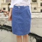 Plain Corduroy Mini Skirt