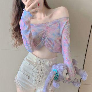 Long-sleeve Floral Cropped T-shirt