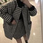 Houndstooth Woolen Coat / Pencil Skirt
