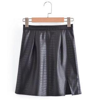 Croc Grain Mini Skirt